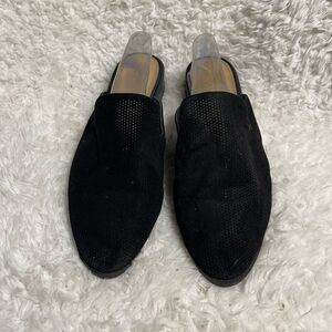 C est 1946 perforated faux suede slip on mules almond toe SZ10